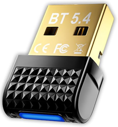 Bluetooth Adapter 5.4 for PC, USB Bluetooth Dongle, EDR Bluetooth Wireless Transmitter Receiver for Laptop, PC, Headset Keyboard Mouse Bluetooth Stereo Compatible Windows 11/10/8.1/7 (BT5.4-2)