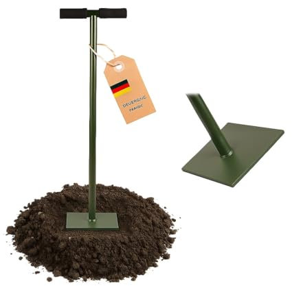Bodenverdichter Handstampfer aus Stahl - Gartenstampfer mit 20x20cm Platte & Softgriff - Erdstampfer Betonstampfer für Kies, Sand, Asphalt - Verdichtungswerkzeug für Garten