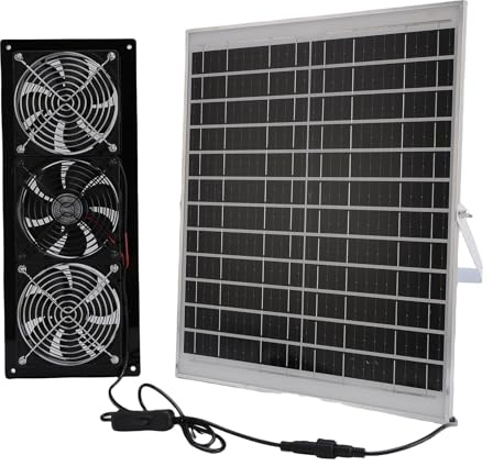 Jelquix Solar Exhaust Fan 2688 RPM, Weatherproof Solar Powered Fan with 25W Panel, Easy Installation for Shed Chicken Coop Greenhouse