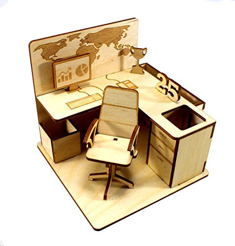 StonKraft Puzzle 3D en bois - Bureau - Organisateur de bureau, porte-stylo - Facile à assembler - Bricolage idéal pour projet scolaire