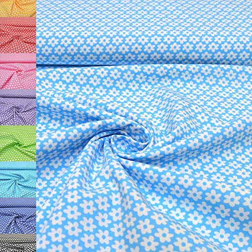 MAGAM-Stoffe Amelie Blumen Baumwollstoff Oeko-Tex Meterware 50cm (11. Hellblau)