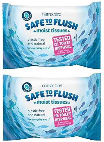 (2 Pack) Natracare Safe to Flush Moist Tissues 30 Wipes