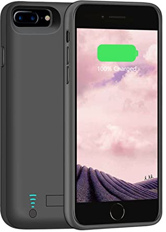 Loytal Battery Case for iPhone 8 Plus / 7 Plus / 6S Plus / 6 Plus, 6000mAh Rechargeable Extended Battery Charging/Charger Case, Adds 1.5X Extra Juice, Supports Wired Headphones