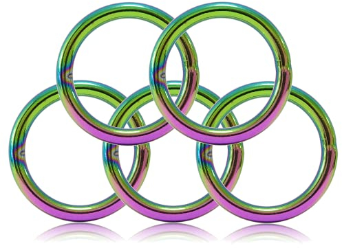 O - Ring aus Stahl 25mm, 5er Set, DIY Hunde-Leine/Hunde-Halsband, nichtrostend, Ideal mit Paracord 550, geschweißt, Farbe: Regenbogen/Rainbow