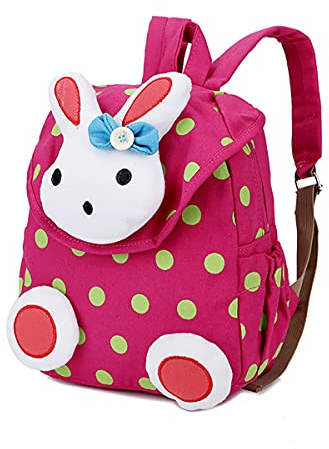 Xinyanmy Süße Kaninchen Babyrucksack Kinderrucksack für Baby Mädchen Kleinkinder 1-3 Jahre im Kindergarten Rosenrot