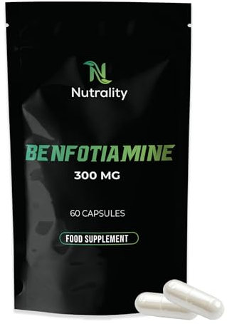 Nutrality Benfotiamine Supplement 300mg | High Strength Fat-Soluble Vitamin B1 for Heart, Kidney, & Antioxidant Support | Vegan-Friendly & Allergen-Free Vitamin B Complex Thiamine | 60 Capsules