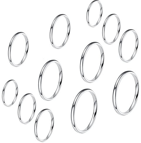 VELESAY 12 Stück Edelstahl Ringe Stapelbarer Knuckle Ringe für Damen Frauen 2MM Dünner Knöchelring Midi Band Ringe Stapelringe Fingerringe Edelstahl Knöchel Ringe Set Damen Schmuck