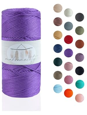 Makromecity Makramee Garn 2mm x 115m Premium Polyester Macrame Cord Polypropylene Yarn für Handwerk Wohndekorationen Platzteller Umhängetasche Handtasche Runner Schnullerkette 20 Farbe