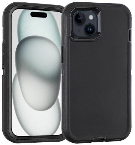 smartelf for iPhone 15 Case, 3 in 1 Heavy Duty Drop Protection Full Body Rugged Shockproof, Military Protective Tough Durable Cover Phone Case for Apple iPhone 15 (Black)