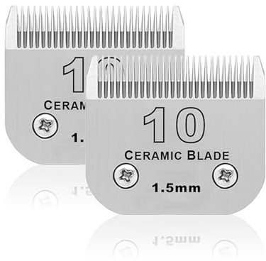 BESTBOMG 2 Stück Ersatzklingen für die Fellpflege von Heiniger/Moser Max45/Andis/Oster A5 für Hunde, Größe 10# 1/16 Zoll (1,5 mm) Schnittlänge