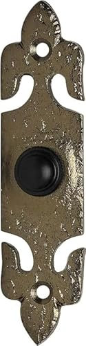 SKANDH Fleur Iron Doorbell Chime Push Button Antique Brass Powder Finish (5 X 1.2 Inches)