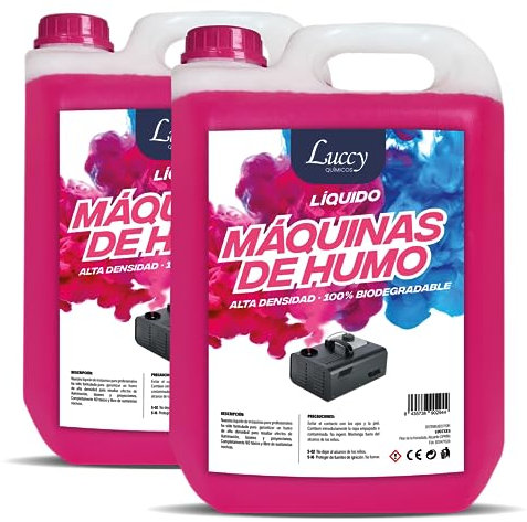 LUCCY Líquido para Máquina de Humo Natural - Líquido Máquina Humo Alta Densidad y Larga Duración, Seguro para Respiración, Fiestas, Eventos, Discoteca (10 Litros)