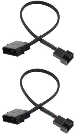 SHAOYAYAZHANG 2 Pack Molex to 3 Pin Fan Adapter Computer PC Case Fan Power Splitter Cable for Molex to 4 pin 12V PWM Splitter Sleeved Braided Cable (1 to 1)