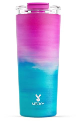 Meoky Reise-Kaffeebecher mit auslaufsicherem Deckel, isolierter Kaffeebecher aus Edelstahl, hält 8 Stunden heiß oder 24 Stunden kalt, passt in Auto-Becherhalter (Marshmallow)