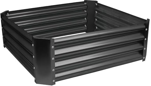Harbour Housewares Raised Garden Bed - Anthracite - 90 x 90cm - Square - Bottomless Metal Raised Bed Galvanised Steel Planter Box for Growing Outdoor Plants, Vegetables, Flowers and Herbs