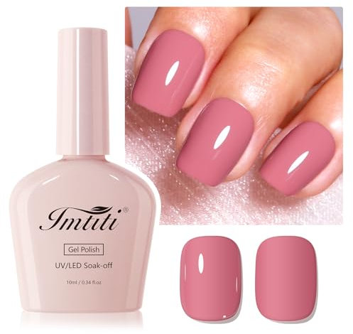 Imtiti Smalto per unghie rosa tenue, 1 pezzo di smalto gel rosa, smalto gel UV LED, lunga durata, nail art manicure fai da te a casa per l'autunno e l'inverno (10 ML)