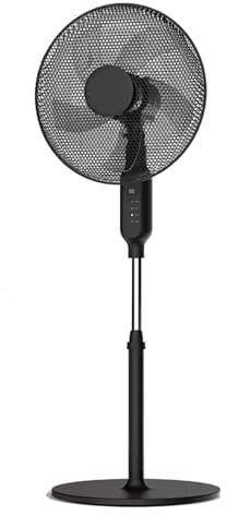 Megashopitalia Ventilatore a Piantana 45W base Tonda Cinque Pale Telecomando (Nero)