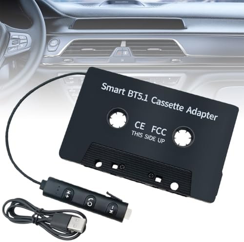 Senchinner Kassetten Bluetooth 5.1 Adapter für Autoradio,Auto Audio Bluetooth Kassettenadapter,Stereo High Fidelity Band Aux Empfänger für Auto Tablet,Kassetten Adapter für Autoradio
