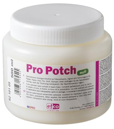 Pro Potch Lack und Leim · transparent · matt o. seidenmatt · 100 bis 1000 ml · Serviettentechnik- u. Dekokleber für Holz, Keramik, Stein, Karton, Papier, Filz, Stoff und Styropor (500 ml matt)