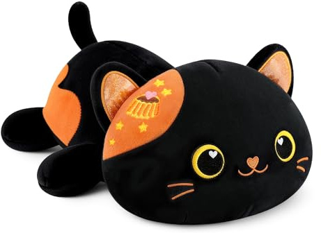 shownicer Plüschtier Katze Kuscheltier Stofftier Schwarze Katze Plüsch Kissen Spielzeug Kätzchen Plüsch Geschenk für Erwachsene Kinder 3+ Jahre (Schwarz, 30cm)
