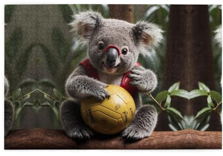 Holzpuzzle 1000 Teile WZYWHJ Frecher Koala gedruckt für Erwachsene und Kinder, perfekt für Familienspaß, Stressabbau