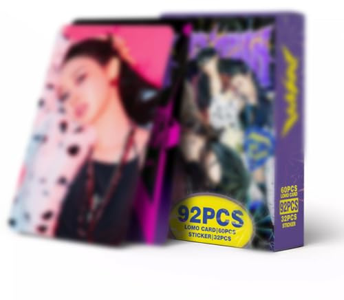 SUJEBKC 1er-Pack/92Stück Aespa-Fotokarten-Set,Kpop,Geschenk Für Fans,Neue Albumkarte, 92 Stück Photocards Gruß-Fotokarten,60 Postkarten Und 32 Aufkleber,Aespa Lomo Mini-Karte(Rich Man)