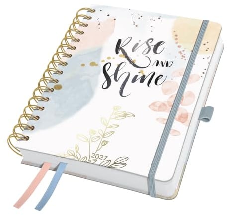 SIGEL Jolie Spiralkalender 2027 A5 rose grau Hardcover | 7J608, Gummiband, Stiftschlaufe, Einstecktasche, 2 Zeichenbänder, 240 Seiten, vegan, Buchkalender, Terminplaner