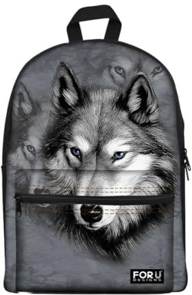 CHAQLIN Cooler Rucksack für Teenager, Motiv: Wildtiere, Wolf-2, M