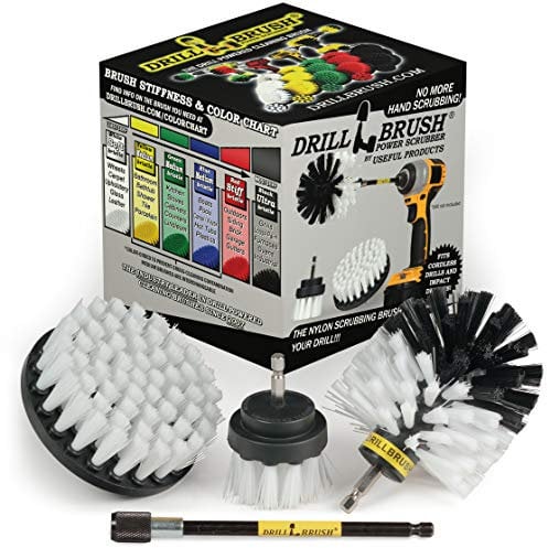 Drillbrush Car Washing And Detailing Power Brush Kit With Long-Reach Removable Extension. Auto Care Set Includes Three Different Size, Replaceable