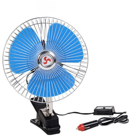 VOSAREA 8 Inch 12V Car Vehicle Oscillating Van Fan Portable Dashboard Cooling Clip-On Fan (Blue)
