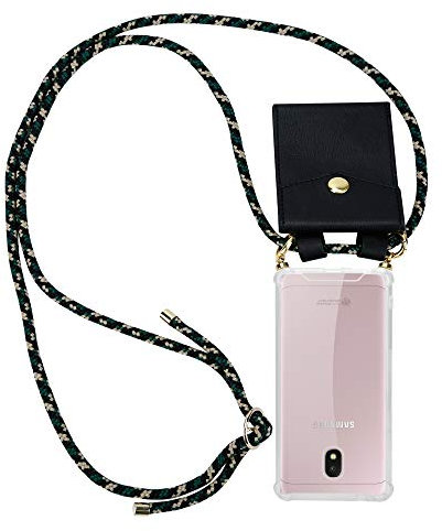 Cadorabo Handykette kompatibel mit Samsung Galaxy J3 2017 Schutzhülle TPU Silikon Case Necklace Design Slim Kratzfest Kordel Band mit Etui Rundumschutz Case Hülle für Galaxy J3 2017 in Grün