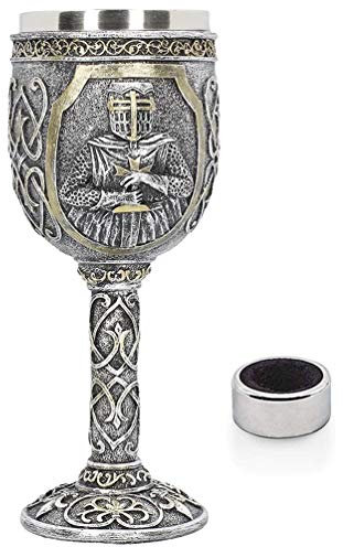 Mittelalter Wikinger Ritter Kelch Weinkelch Gothic Metall Tasse Trinkgefäß mit Weintropfring für König/Queen's Party Dekorationen Hochzeit Requisite