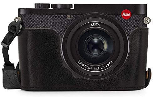 MegaGear MG1718 Ever Ready Kameratasche aus echtem Leder, kompatibel mit Leica Q2 Schwarz