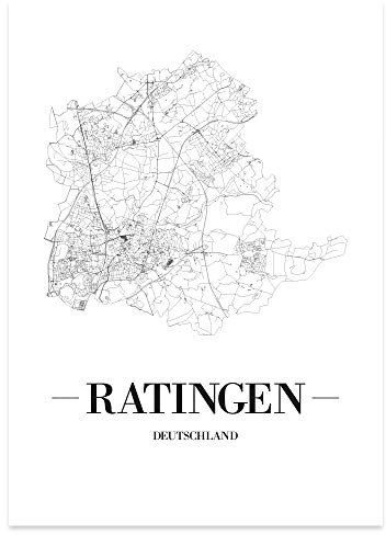 JUNIWORDS Stadtposter - Wähle Deine Stadt - Ratingen - 40 x 60 cm Poster - Schrift A - Weiß