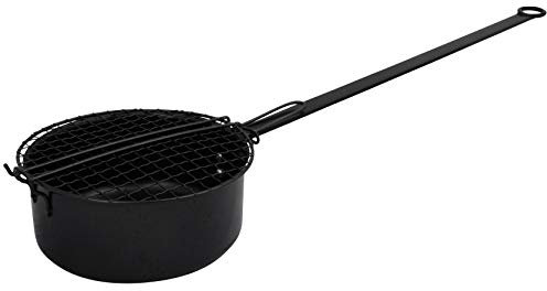 Black Carbon Steel Popcorn Pan Fire Accessory Long Handle