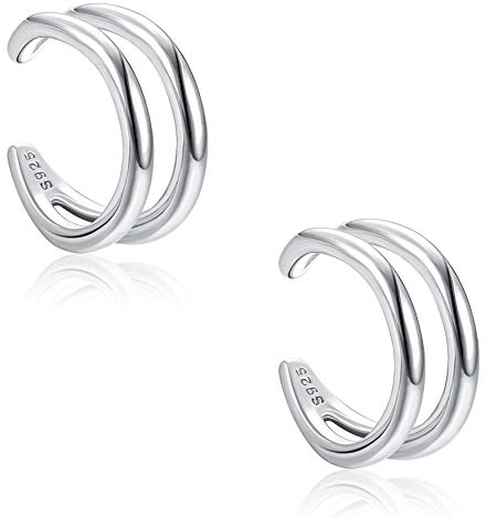 Milacolato Silber 925 Ear Cuff Damen Earcuffs Ohrringe Ohrklemme Zirkonia Manschette Ohr Clips Helix Fakepircings Ohr Schmuck Ohrklemmen Set Silber