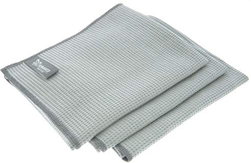 Jemako Trockentuch GRAU 45 x 60 cm - 3er Set - Saugstarke Microfasertücher - Zur Anwendung in der Küche, im Bad, Haushalt, Auto - inkl. Sinland Wäschenetz