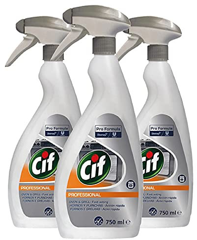 Cif Professional Formula Oven & Grill - Fast Acting Cleaning Spray, 3 Packs of 750 ml