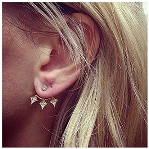 Yheakne Boho CZ Lotus Ohr Jacken Ohrringe Gold Strass Lotus Blume Ohrstecker Ohrringe Kristall Vorne Hinten Ohrringe Yoga Schmuck für Frauen und Mädchen (mit Kristall)