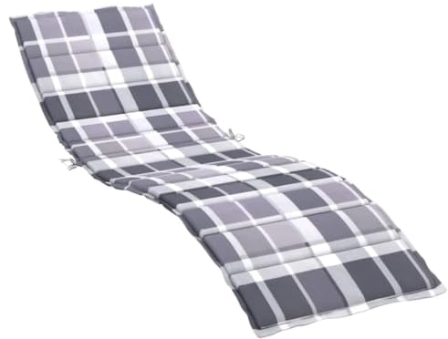 vidaXL Sonnenliegen-Auflage Grau Karomuster 200x50x3 cm Oxford-Gewebe