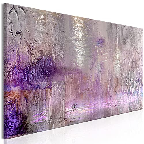decomonkey Bilder Abstrakt 150x50 cm 1 Teilig Leinwandbilder Bild auf Leinwand Vlies Wandbild Kunstdruck Wanddeko Wand Wohnzimmer Wanddekoration Deko Modern Silber Grau Violett Vertikal Design