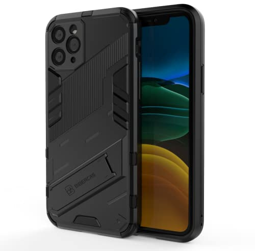 EASSGU Custodia per iPhone 11 Pro (5.8 Inches), con Cover Protettiva in Armor Silicone Antiurto per PC Kickstand - Nero
