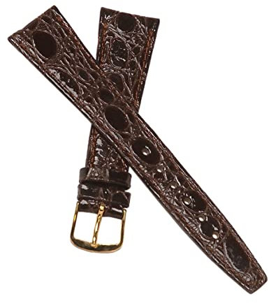 Dcasmo group Echtes Krokodilleder Uhrenarmband für Herren 20 mm Old Stock 1970 – Originales Vintage Armband (DUNKELBRAUN)