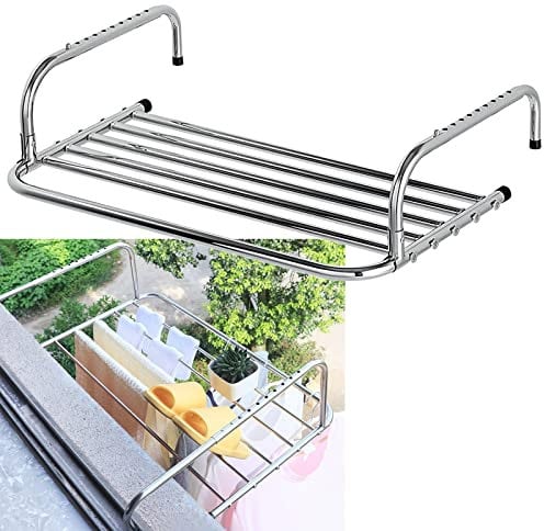 Stendibiancheria Da Balcone Ribaltabile Stendino Per Interno Ed Esterno, Stendibiancheria Da Parete In Acciaio Inox, Salvaspazio Stendini Per Termosifone Terrazza Ringhiera, Porta Asciugamani