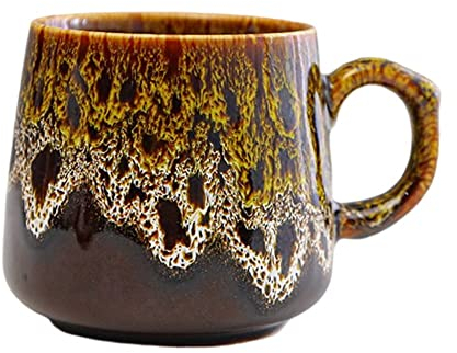 Taza de café de cerámica de 350 ml con asa, novedosa Taza de té Vintage esmaltada fluida, Tazas de café con Leche, Tazas de té rústicas para Oficina y hogar, Hombres y Mujeres