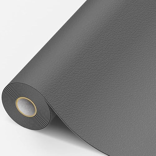 MICTER Leder Patch Selbstklebend, 15 x 200cm Kunstleder Selbstklebend Reparatur Kit für Möbel, Sofa, Autositze, Taschen, Leder Reparatur und Renovierung (Dunkelgrau)