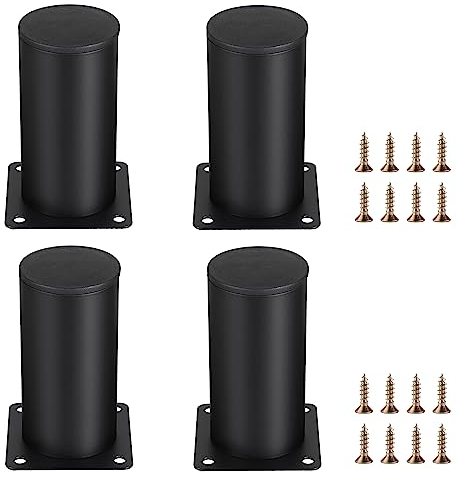 SUMTree 10CM 4 Stück Möbelfüße aus Edelstahl Schrankfüße Beine für Stühle Tisch Schrank Schreibtisch Sofa Möbelbeine mit Schrauben Einfachen Montage Runde Rostschutz(Schwarz)