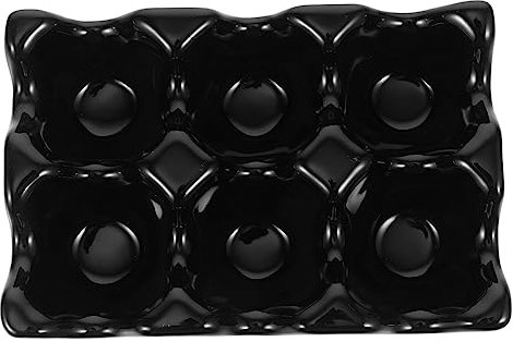 Zerodeko Huevera De Cerámica Negra Para Huevos Práctica y Reutilizable Organizador Resistente Para Almacenamiento y Servir Frigorífico o Encimera Doméstica