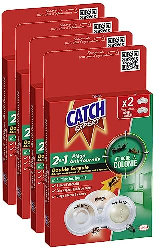 CATCH Pack de 4 x 2 Pièges Anti-Fourmis 2en1