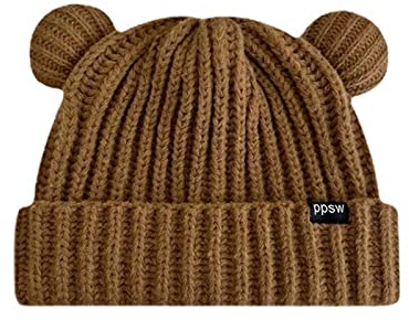 RUIRUILICO Unisex Kawaii Strickmütze Damen Warme Verdicken Winddicht Wintermützen Herren Wild Slouchy Gefütterte Beanie Mütze Chemo Mützen mit Bärenohren